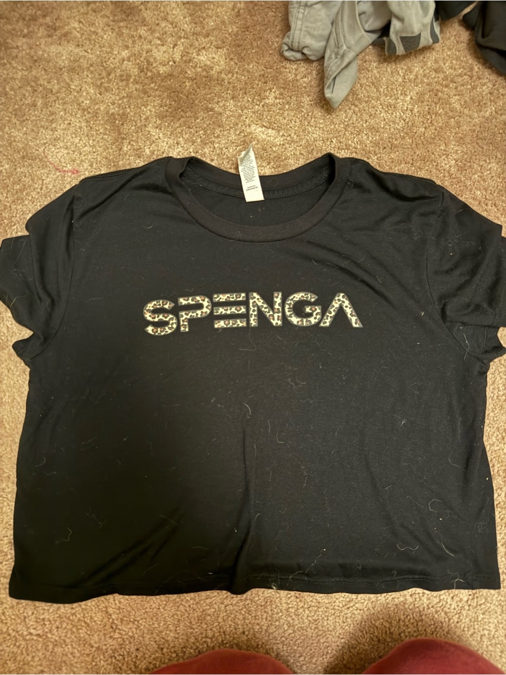 Bella Canvas Black Tee with Leopard-Print SPENGA Logo